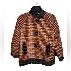 VTG Y2K Tweed Artsy Abstract Multi Pattern Colorful Blazer Anthro Britt Ryan 6